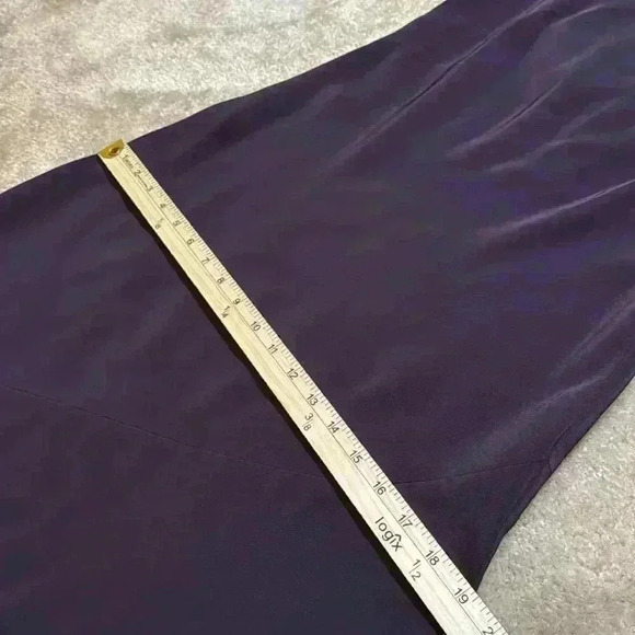 Vintage Jones New York Evening Vegan Silk Satin Y2K Midi Dress Eggplant Size 10P - Picture 10 of 11